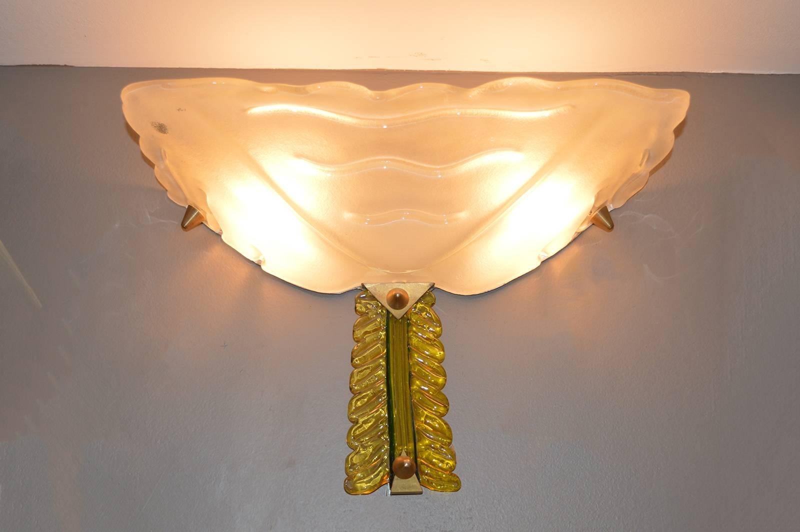 Pair of Murano Art Deco style sconces.