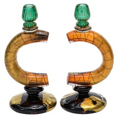 Pair of Murano Art Glass Candle Holders