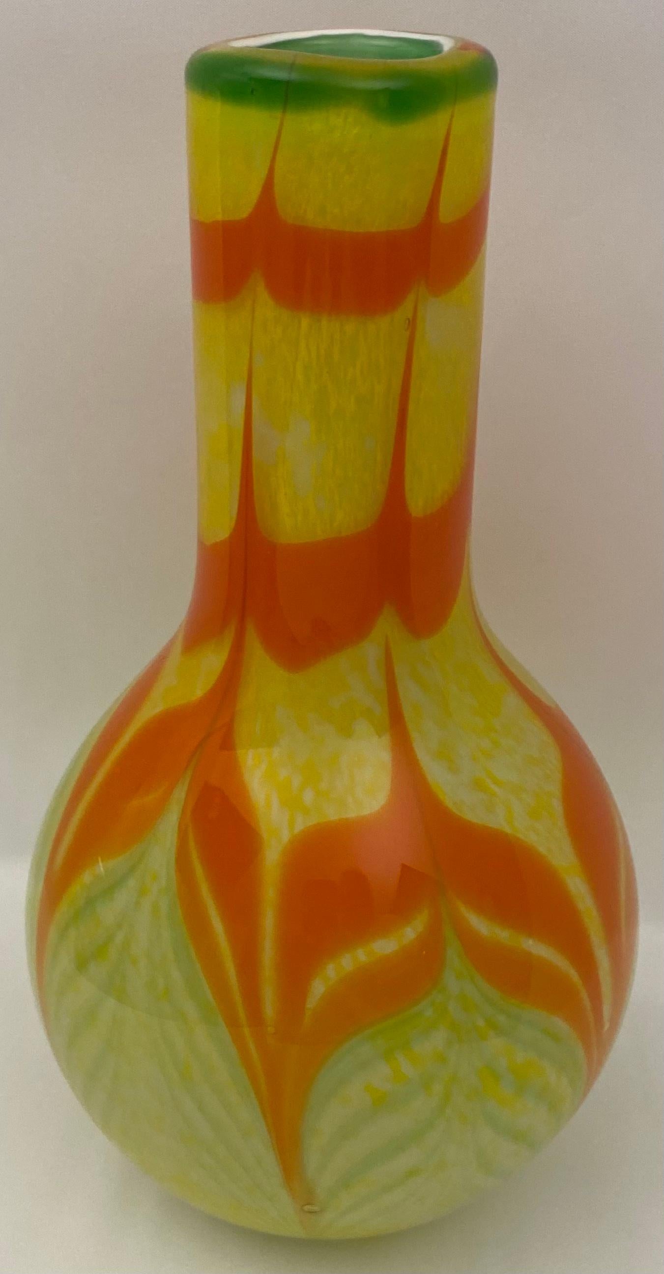 Mid-Century Modern Pair of Murano Art Glass Vases, Mid Century Multi-colored Decorative Vases For Sale