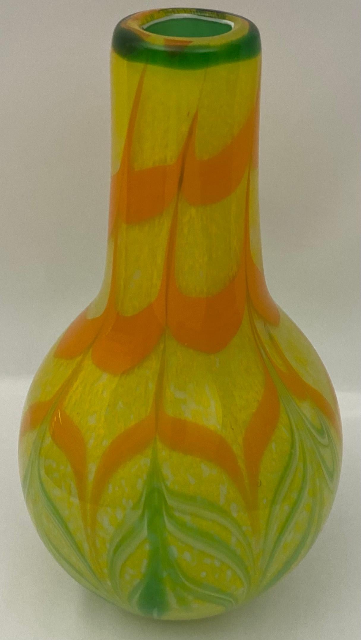 Italian Pair of Murano Art Glass Vases, Mid Century Multi-colored Decorative Vases For Sale
