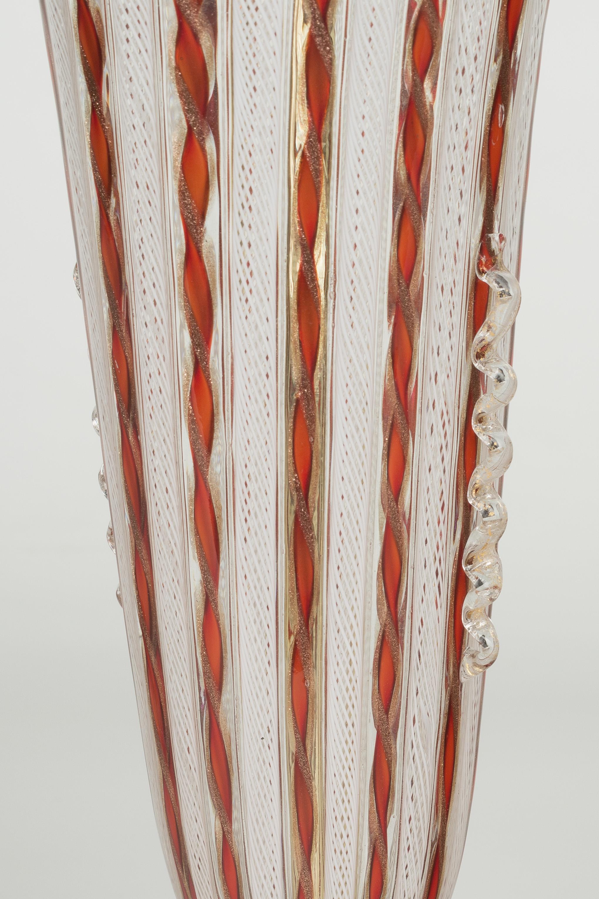 Pair of Murano AVEM Latticino Glass Lamps 6