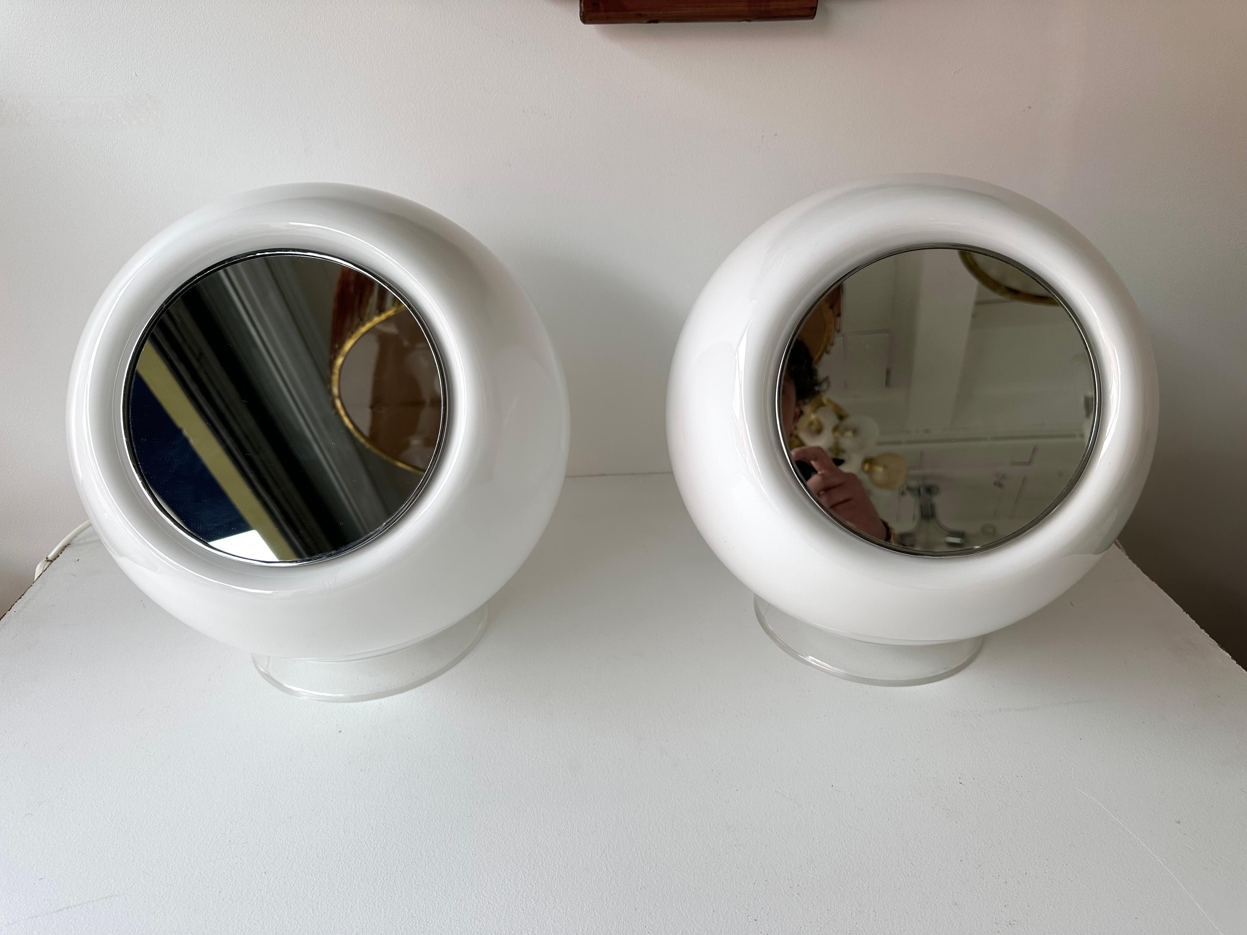 Pair of Murano Ball Glass Lamps Elios by Giusto Toso for Leucos, Italy, 1970s For Sale 3