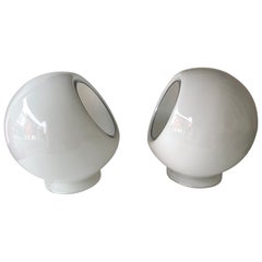 Pair of Murano Ball Glass Lamps Elios by Giusto Toso for Leucos, Italy, 1970s