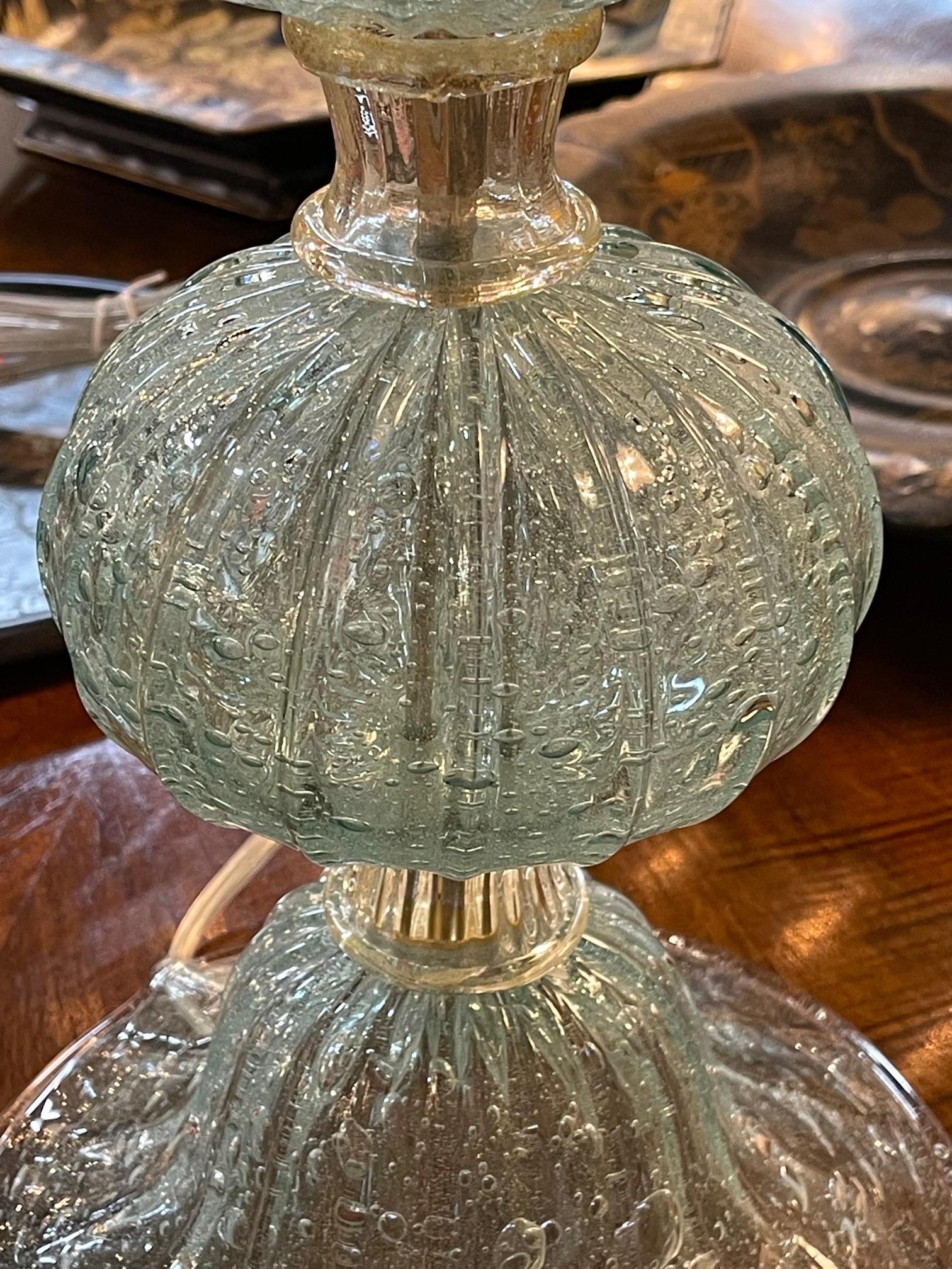 Pair of Murano Ball Lamps In Good Condition For Sale In Dallas, TX