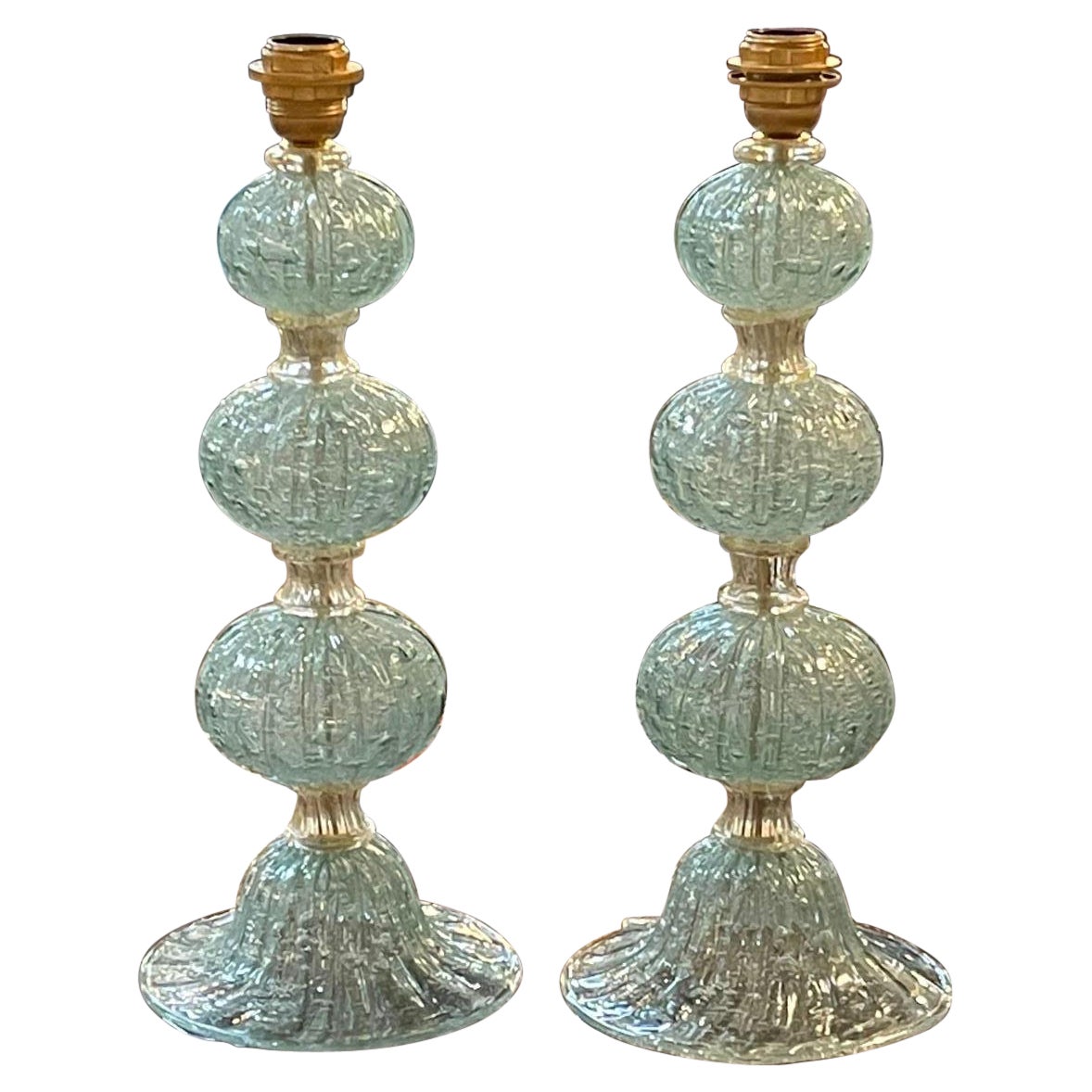 Pair of Murano Ball Lamps