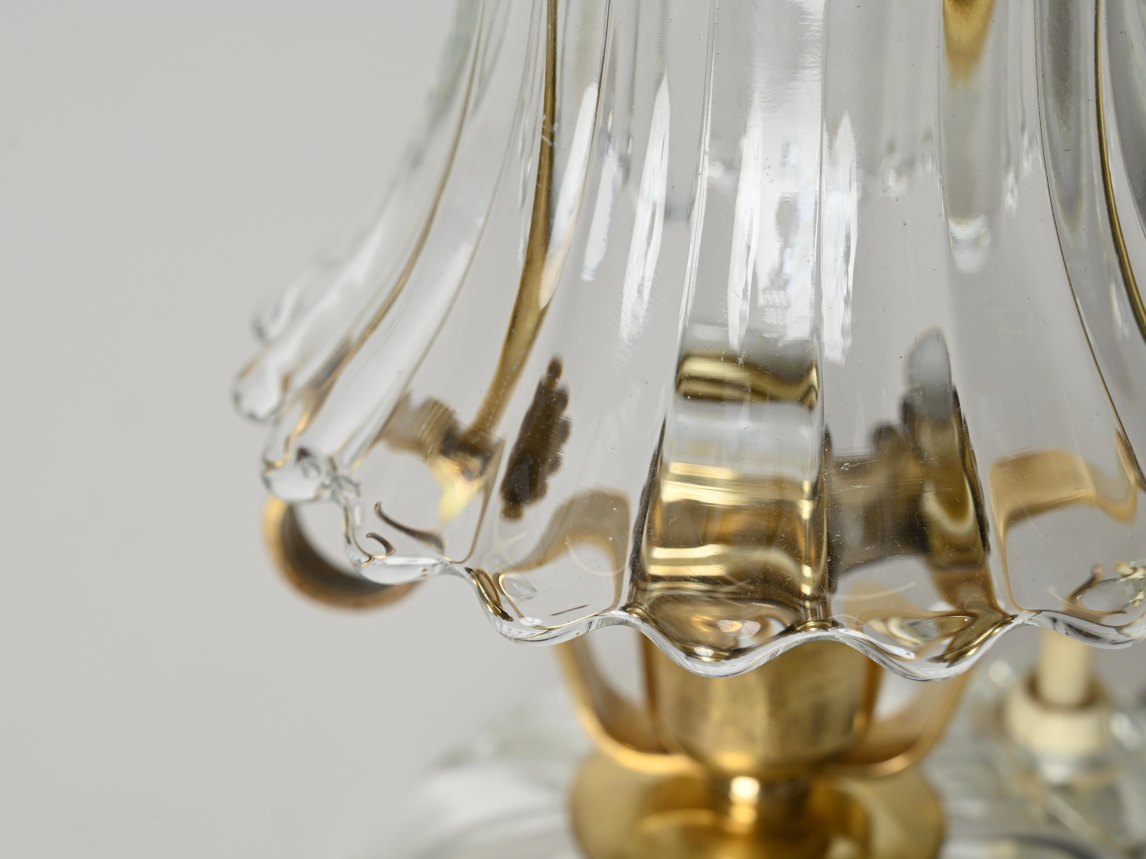 Paar Murano Barovier-Tischlampen „Bell“ aus Glas und Messing, Italien, 1940er Jahre im Angebot 4