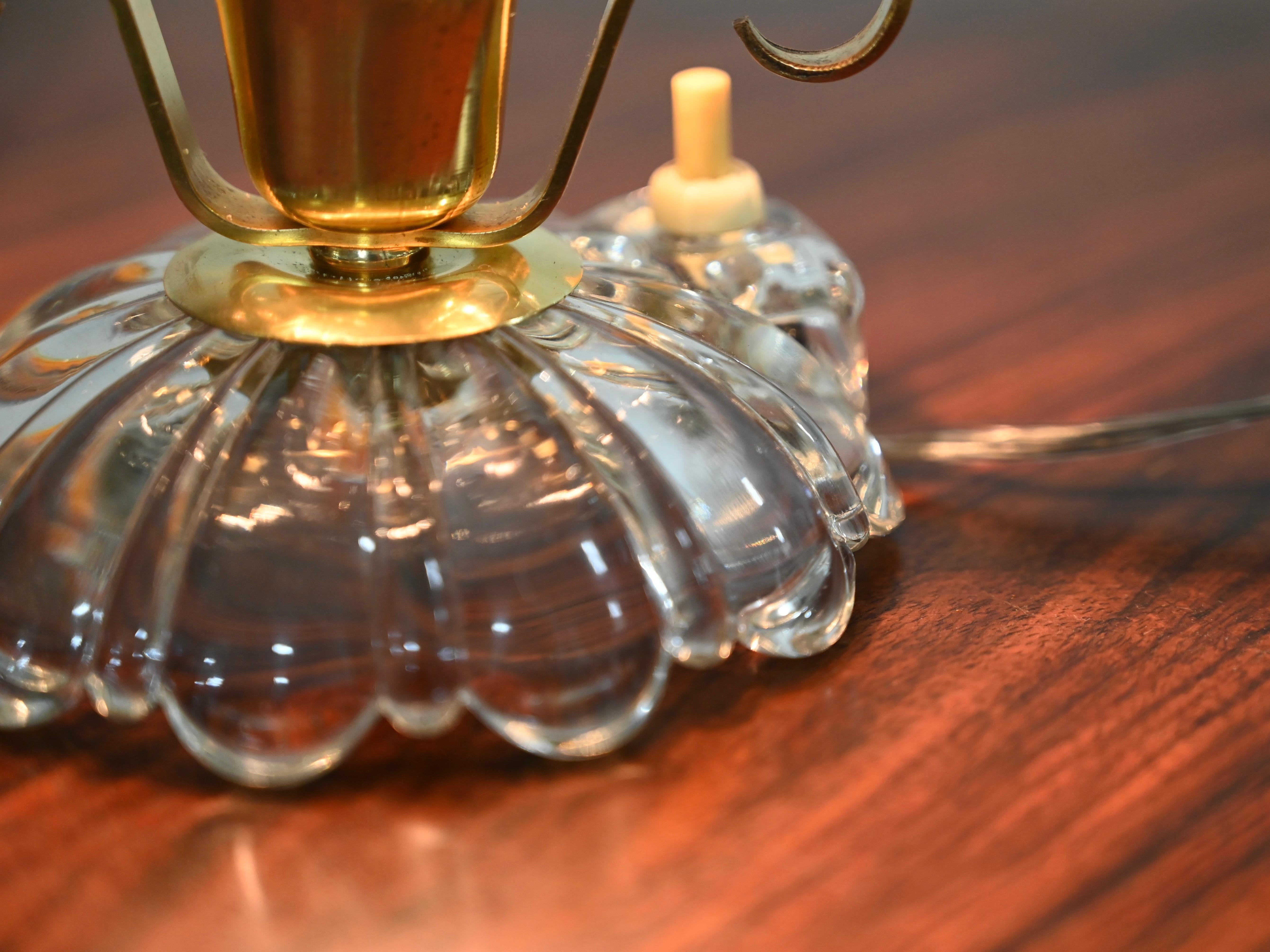 Paar Murano Barovier-Tischlampen „Bell“ aus Glas und Messing, Italien, 1940er Jahre im Angebot 10