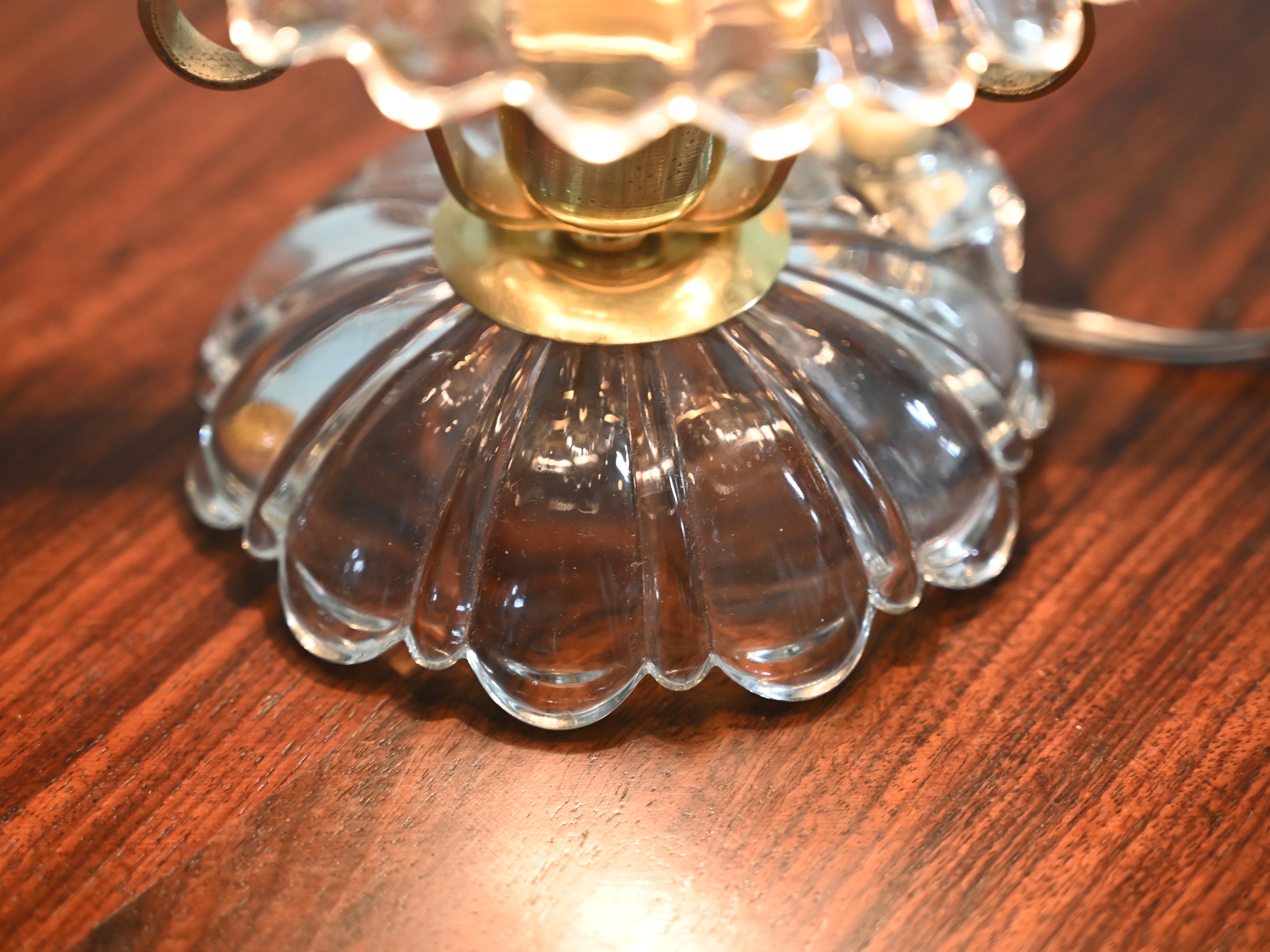 Paar Murano Barovier-Tischlampen „Bell“ aus Glas und Messing, Italien, 1940er Jahre (Handgefertigt) im Angebot