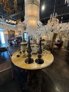 Pair of Murano Black Glass Lamps