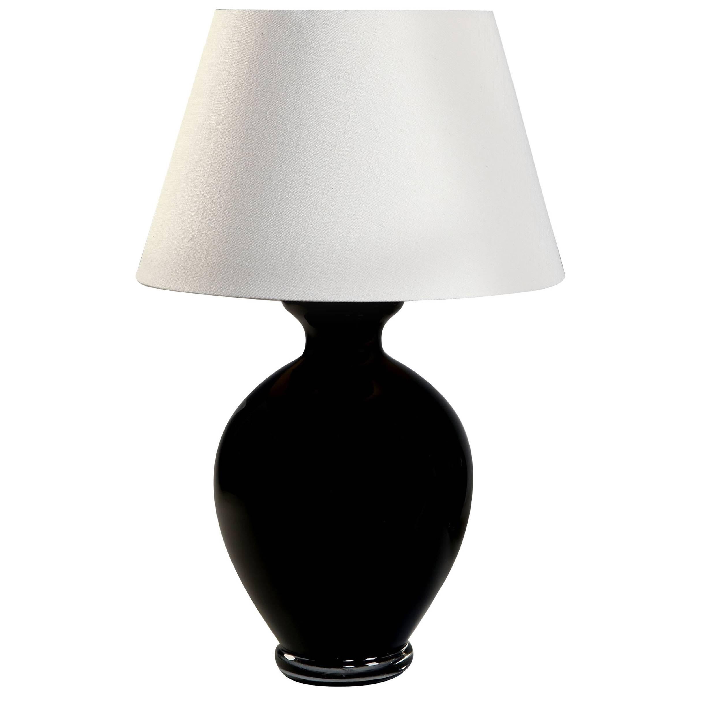 Pair of Murano Black Glass Lamps