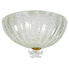 Pair of Murano Blown Dome-Shaped Semi-Flushmount Ceiling Fixtures, UL Certified