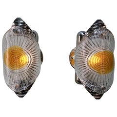 Pair of Murano Blown Glass Wall Sconces by Mazzega