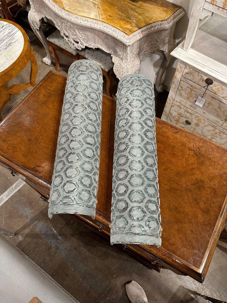 Pair of modern Murano blue glass hex form sconces, circa 2000. The sconces have been professionally rewired and ready to hang.
