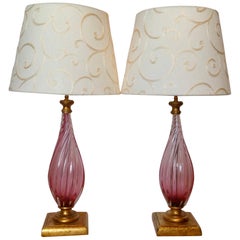 Retro Pair of Murano Boudoir Lamps