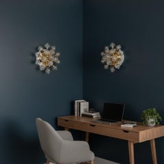 Pair of Murano brass sputnik wall sconces / ceiling lights