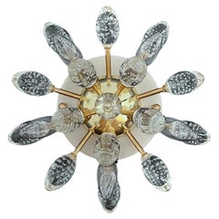 Pair of Murano brass sputnik wall sconces / ceiling lights