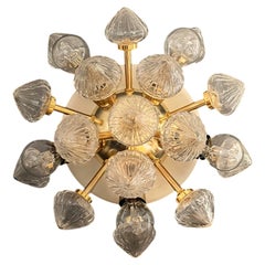 Pair of Murano brass sputnik wall sconces / ceiling lights