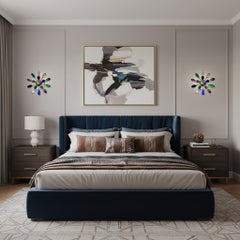 Pair of Murano brass sputnik wall sconces / ceiling lights -multicolored glasses