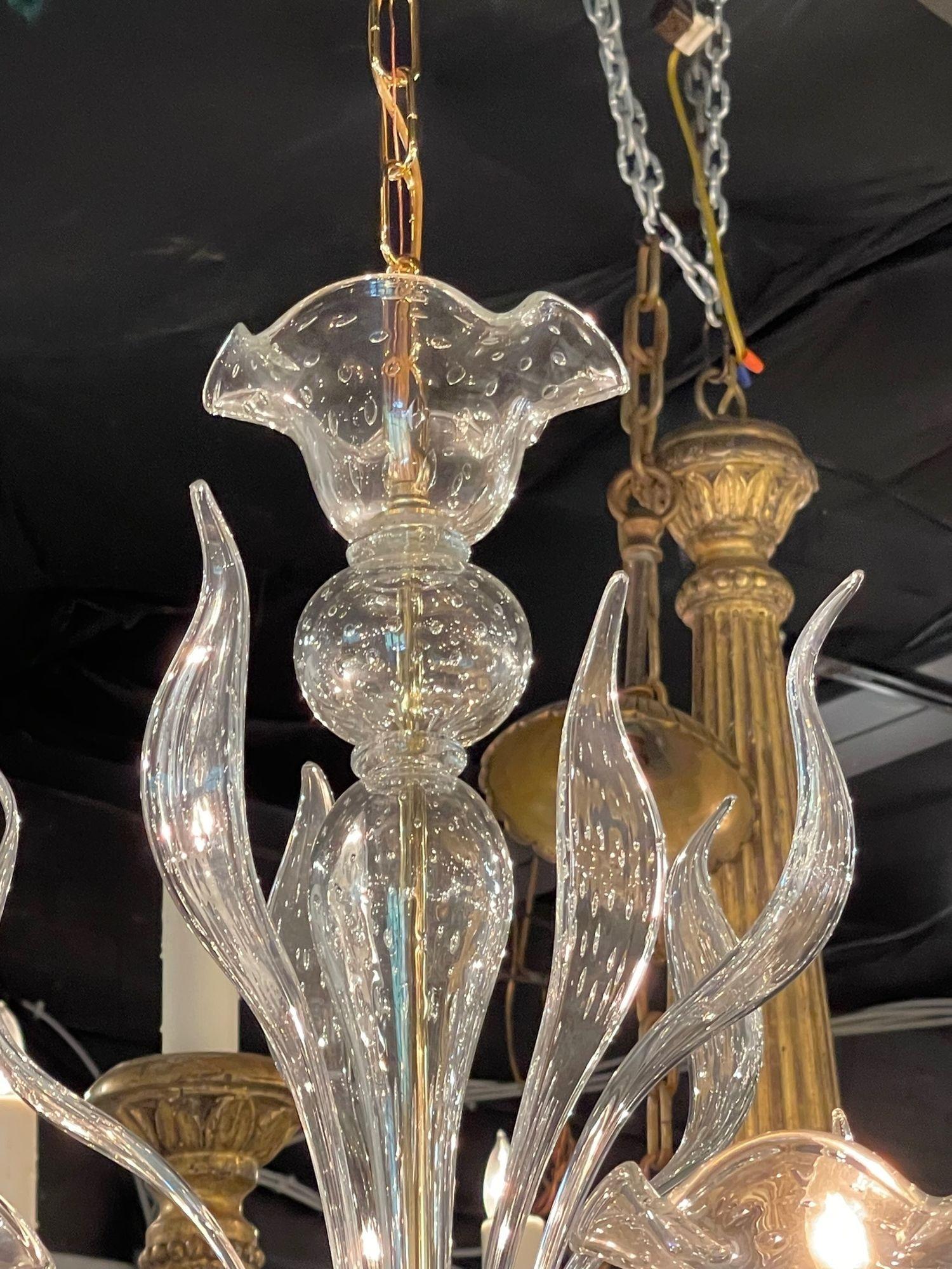 Pair of Murano Bubble Glass Chandeliers In Good Condition For Sale In Dallas, TX