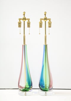 Pair of Murano candy Stripe Lamps