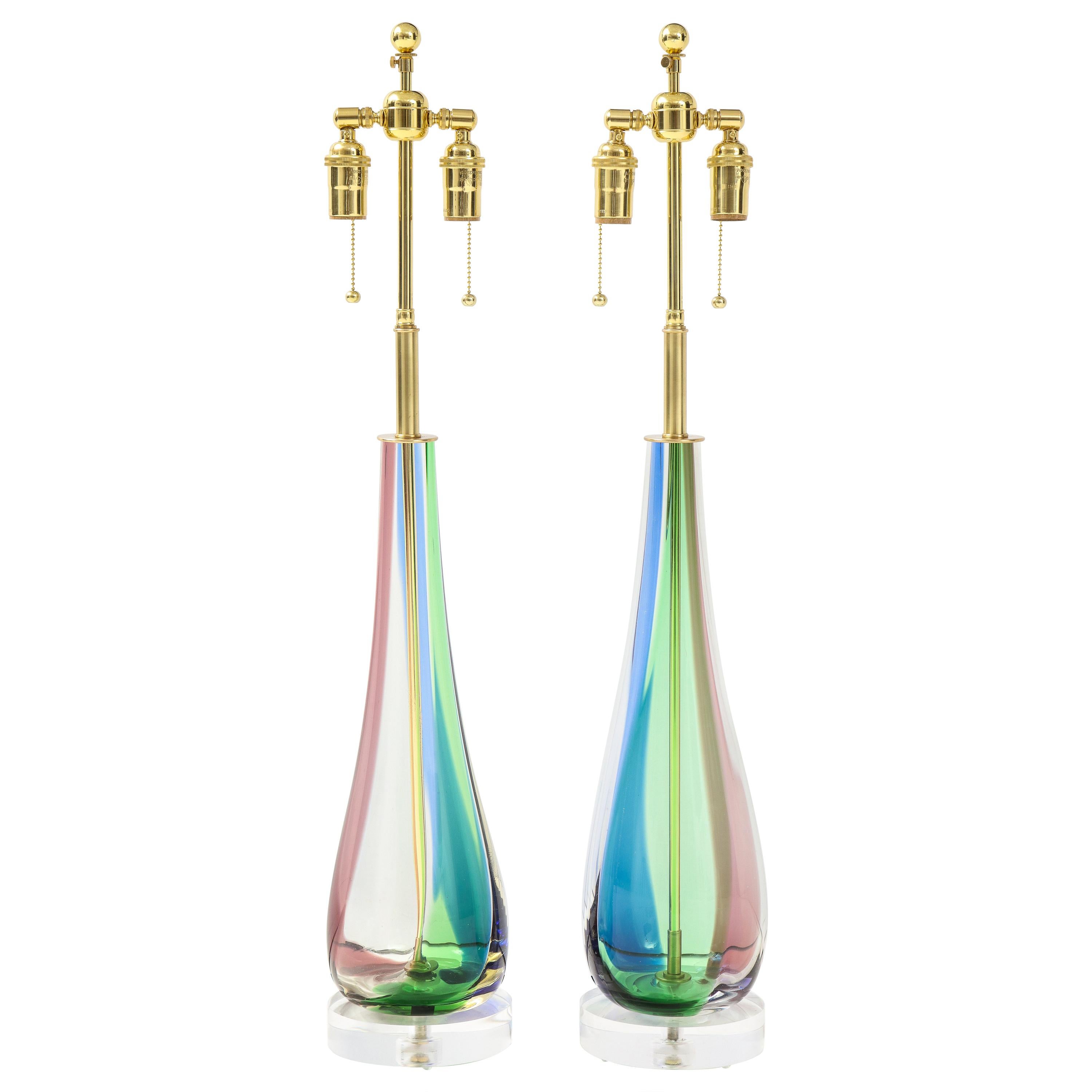 Pair of Murano candy Stripe Lamps