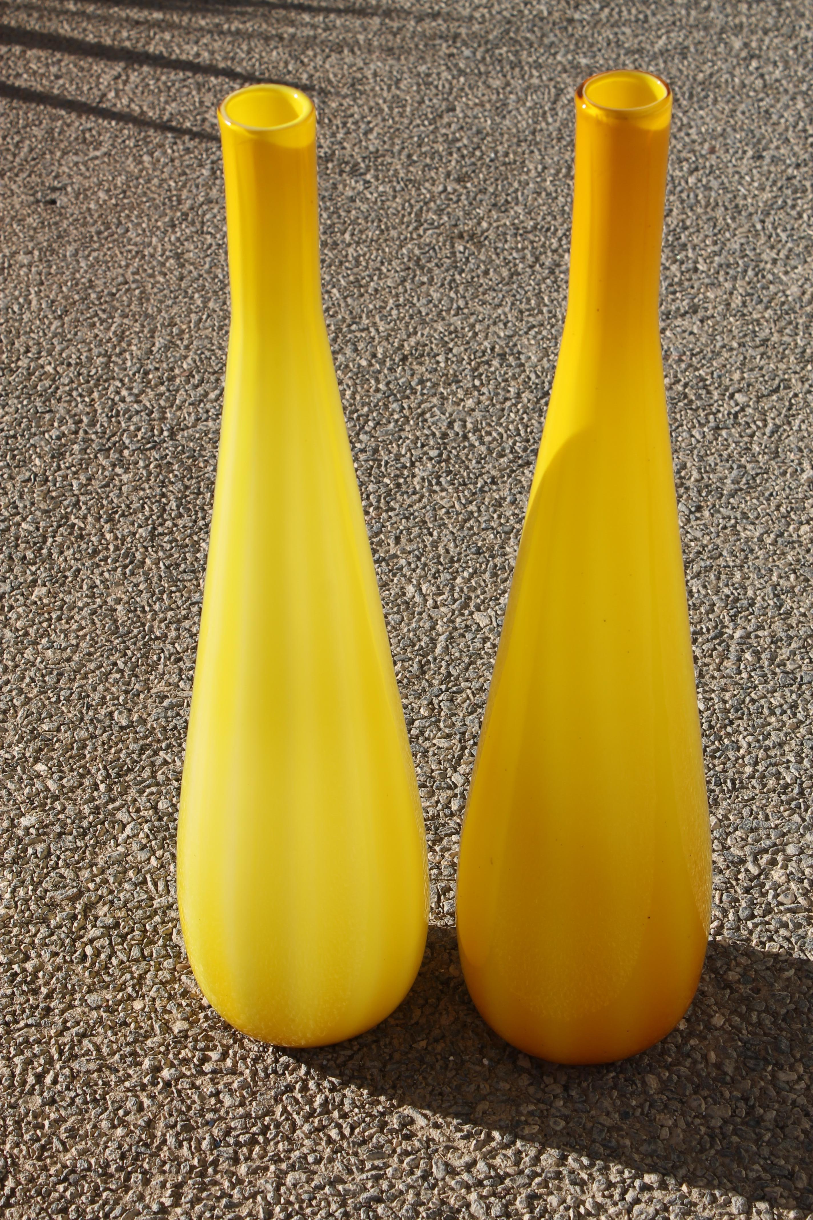 tall yellow vases