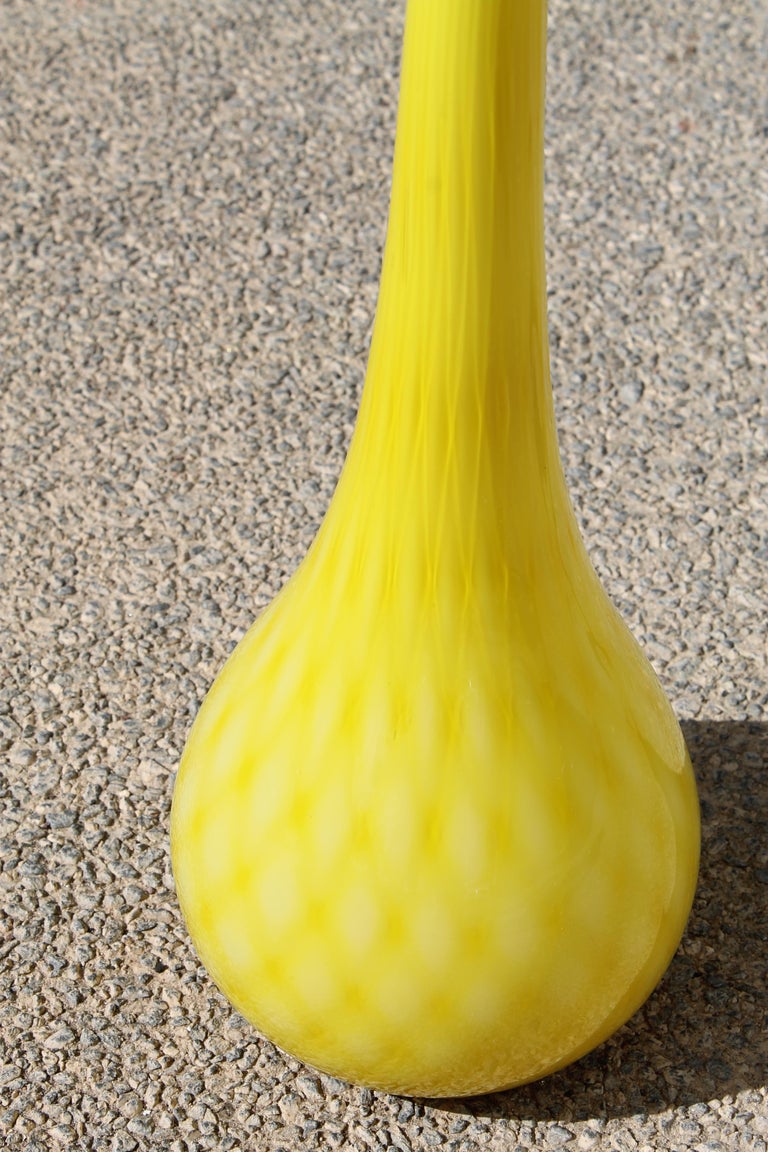 Pair of Murano Cased Glass Yellow Vases For Sale at 1stDibs