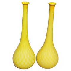 Vintage Pair of Murano Cased Glass Yellow Vases