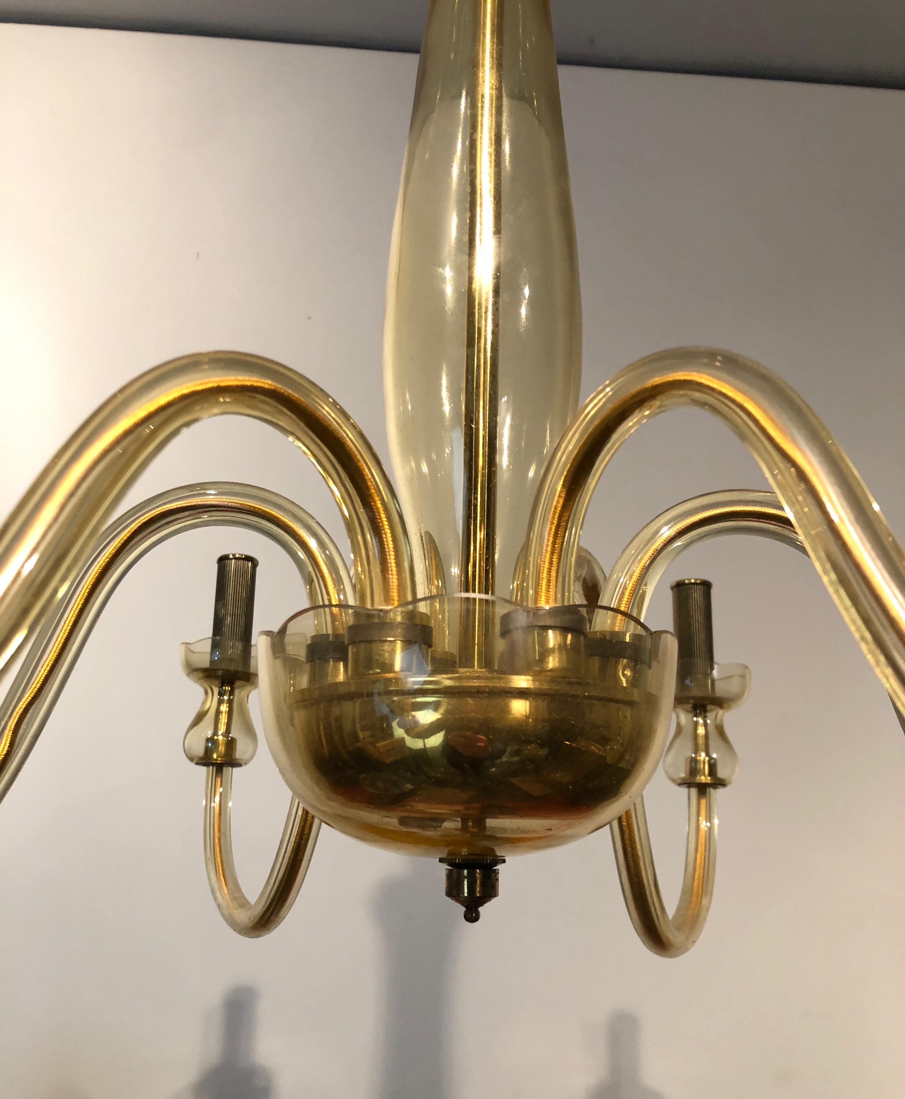 Pair of Murano champagne crystal chandeliers. Italian work. Circa 1970 For Sale 8