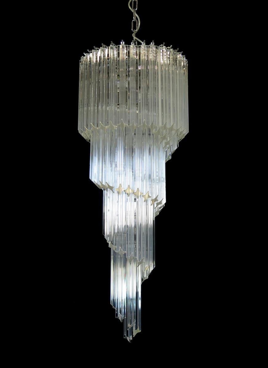 Pair of Murano Chandeliers 86 Crystal Transparent Prism, Murano 4