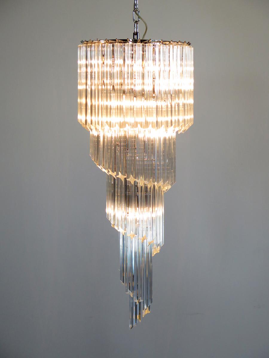 Pair of Murano Chandeliers 86 Crystal Transparent Prism, Murano 7