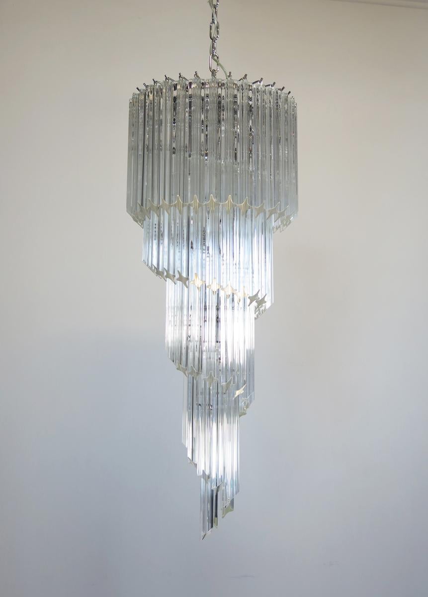 Pair of Murano Chandeliers 86 Crystal Transparent Prism, Murano In Excellent Condition In Budapest, HU