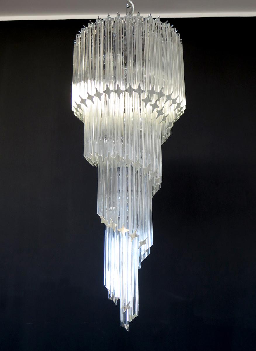 Pair of Murano Chandeliers 86 Crystal Transparent Prism, Murano 3