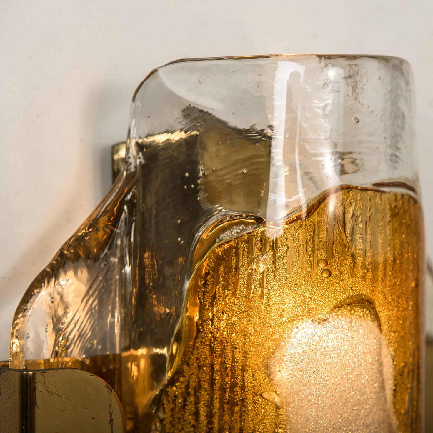 Pair of Murano Clear and Orange Glass Wall Lights, 1970s im Angebot 3