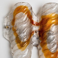 Paar Wandleuchten aus Murano-Klar- und Orangeglas, 1970er Jahre