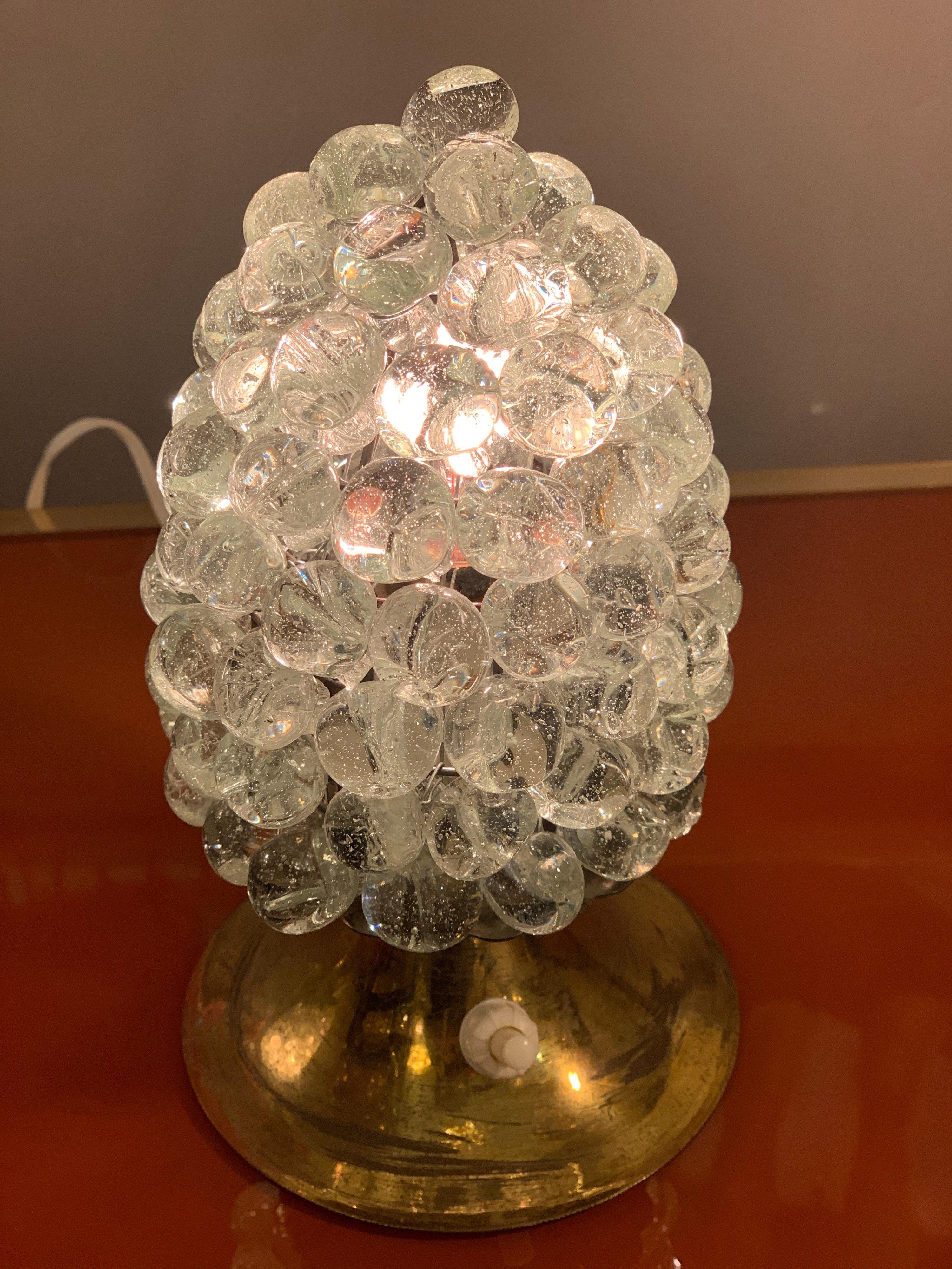 Pair of Murano Clear Glass Grape Nightstand Lamps, 1950s 1