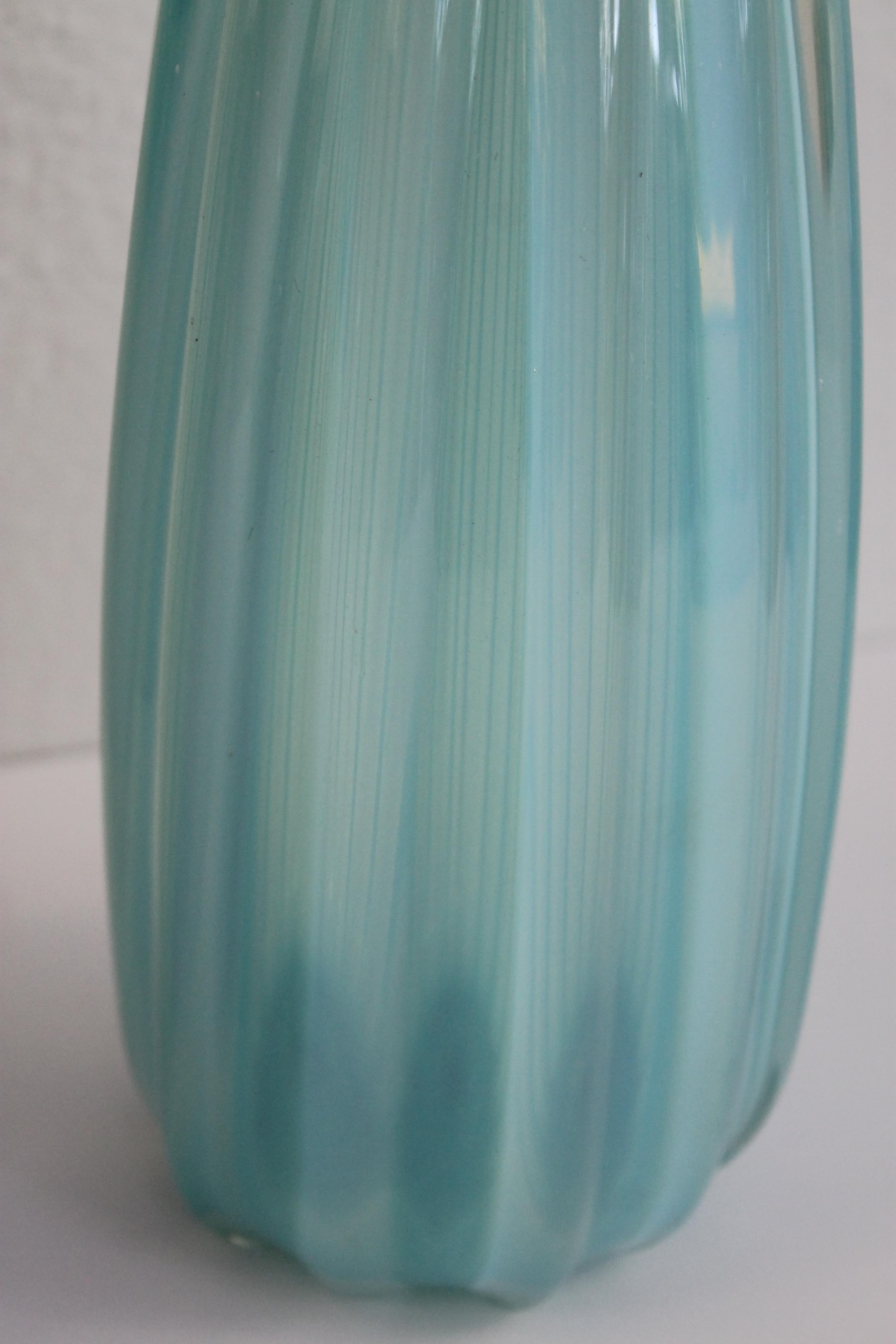 Pair of Murano Cranberry, Turquoise and Opaque Vases For Sale 2