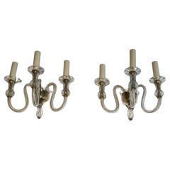 Coppia di applique in cristallo di Murano a 3 luci, intorno al 1940