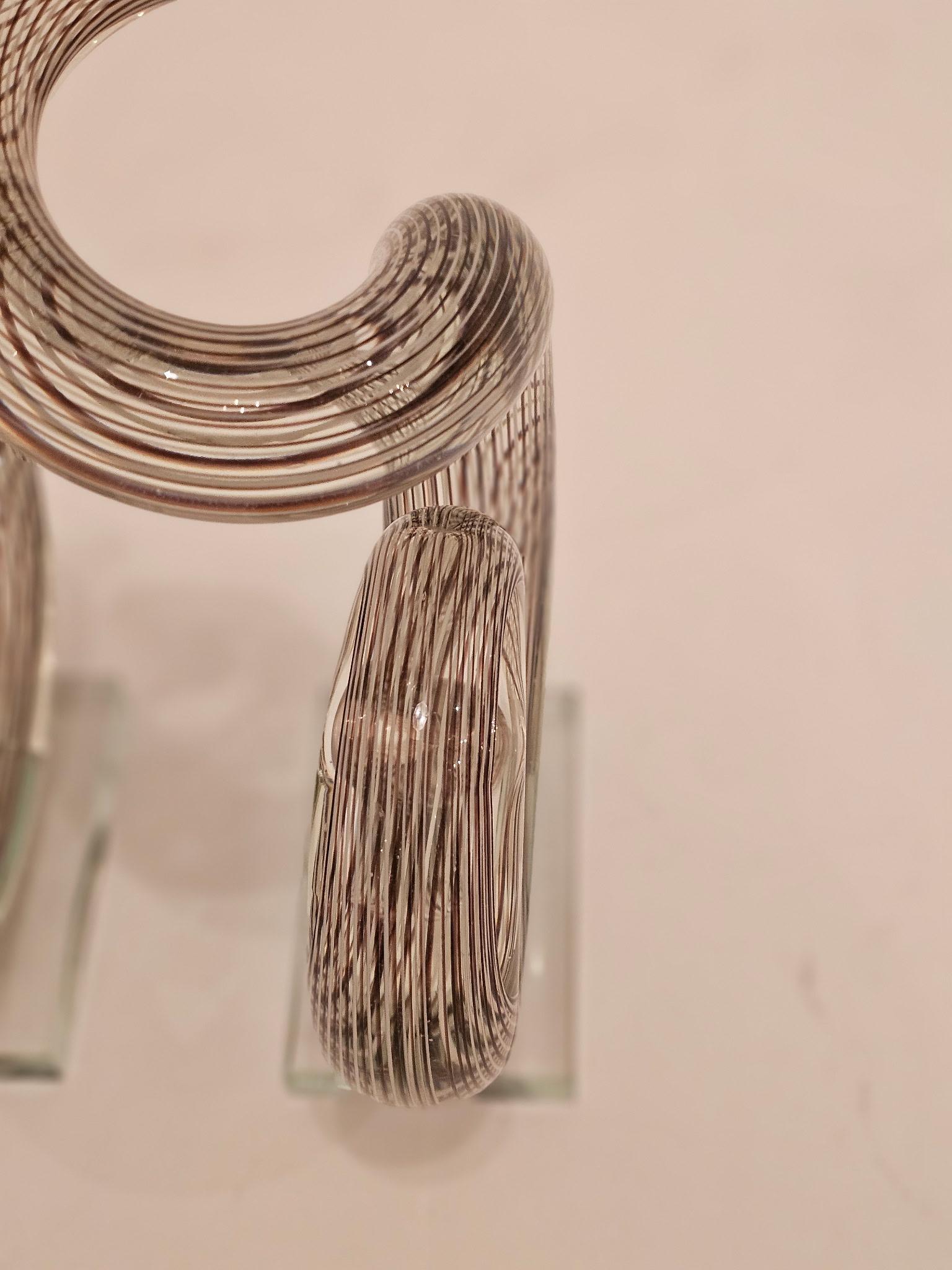 Fine XX secolo Coppia di sculture in vetro soffiato di Murano Curliecue in vendita