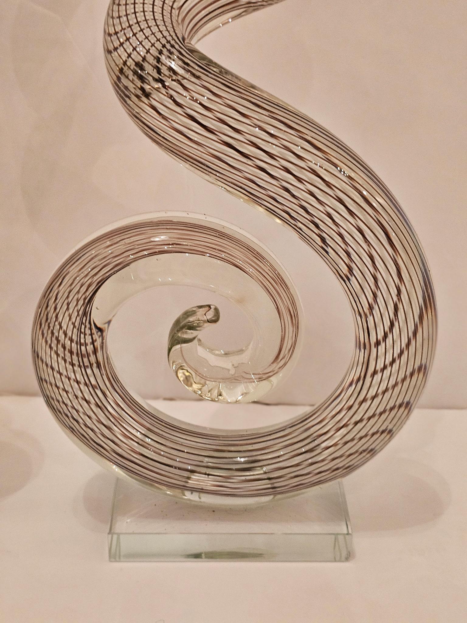 Coppia di sculture in vetro soffiato di Murano Curliecue in vendita 1