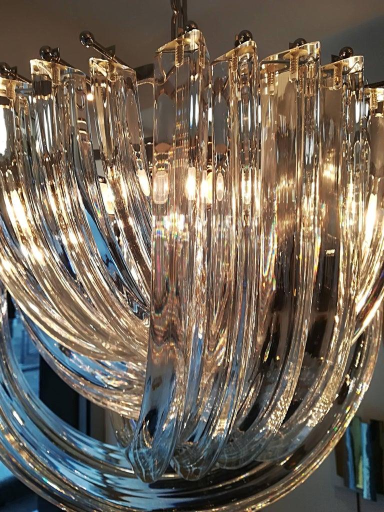 Pair of Murano Curved Crystal Chandelier Attributed to Carlo Nason In Excellent Condition For Sale In Saint-Ouen, FR