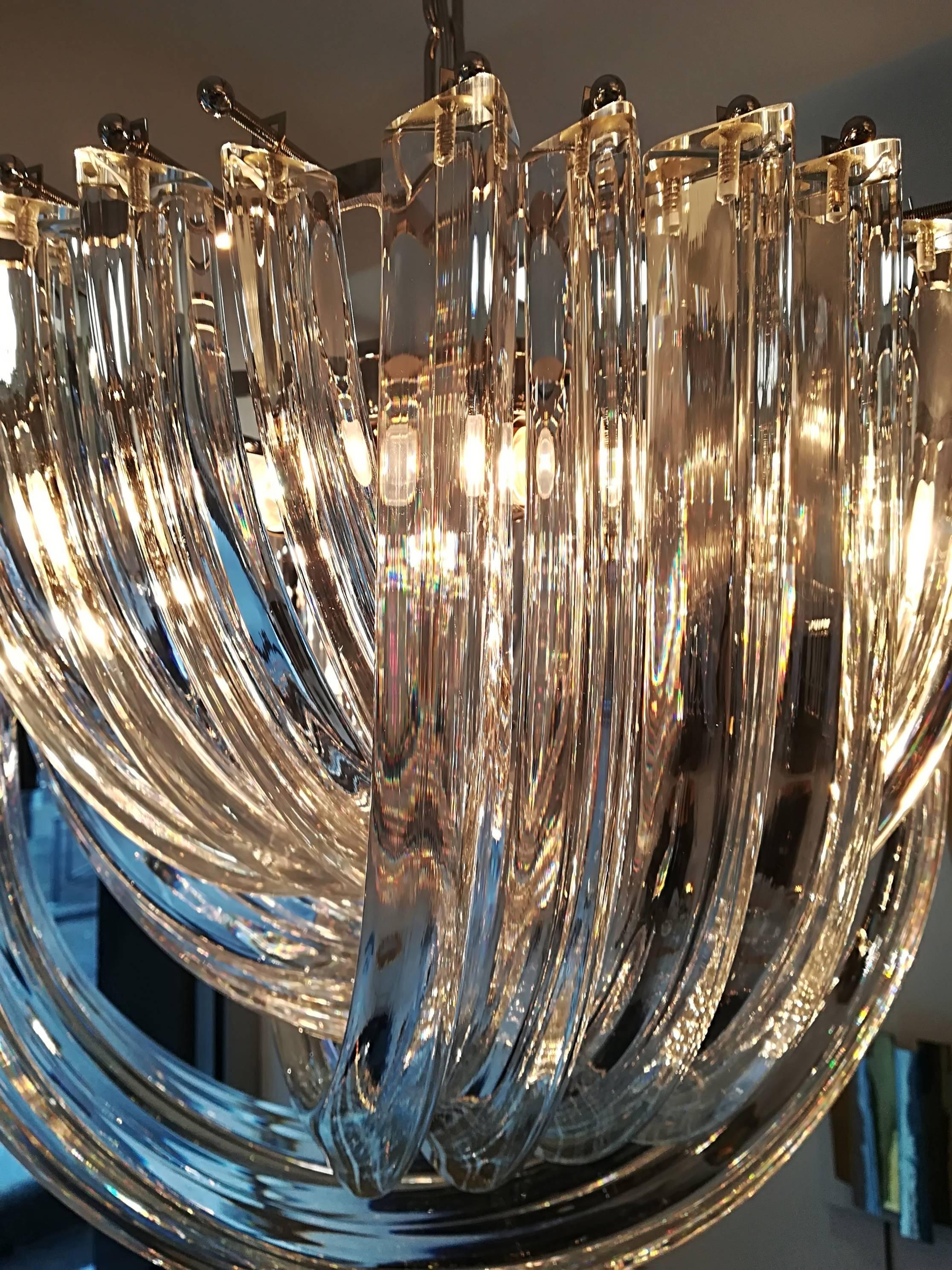 Murano Glass Pair of Murano Curved Crystal Chandelier by Carlo Nason