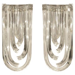 Pair of Murano Curved Crystal Sconces