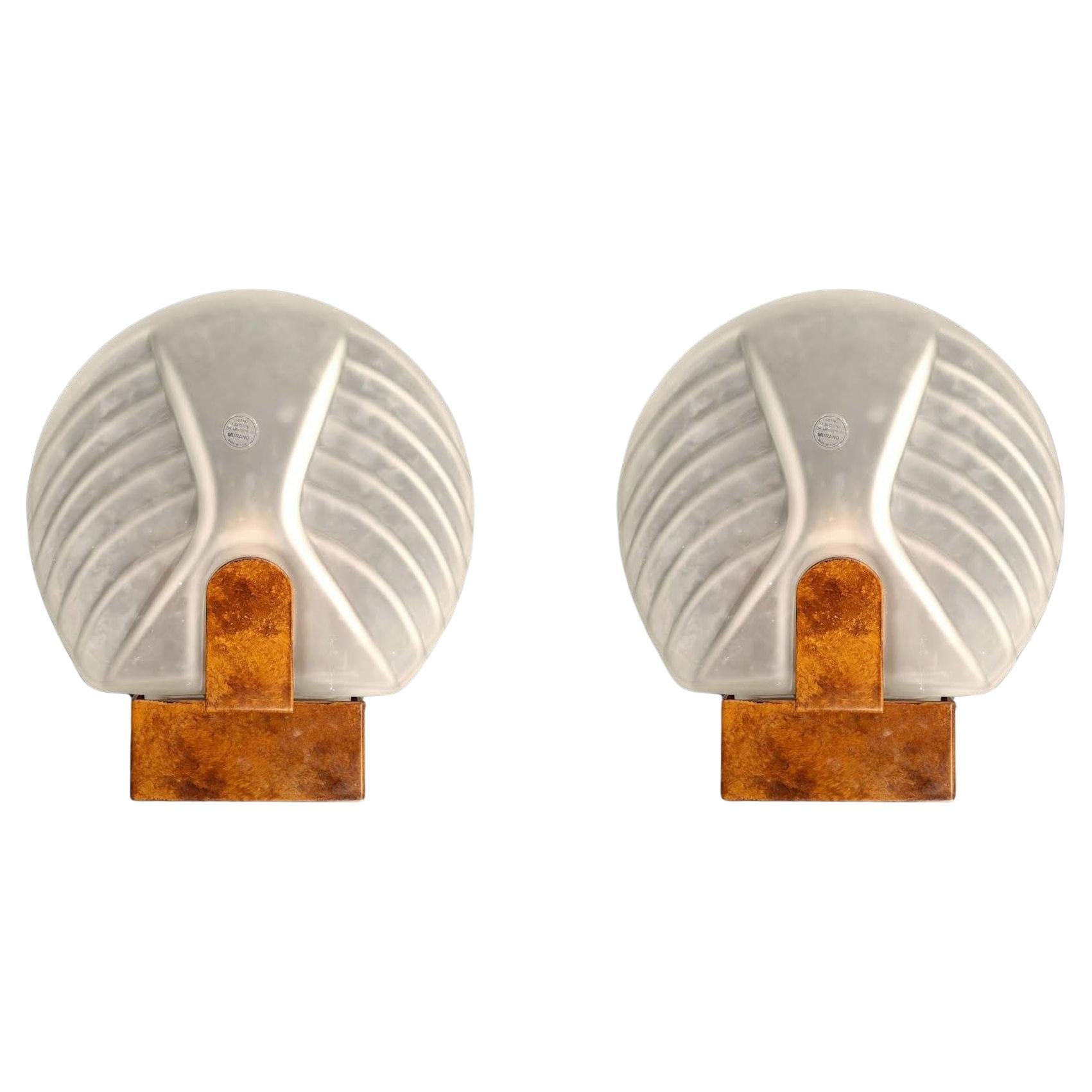 Pair of Murano Deco Sconces