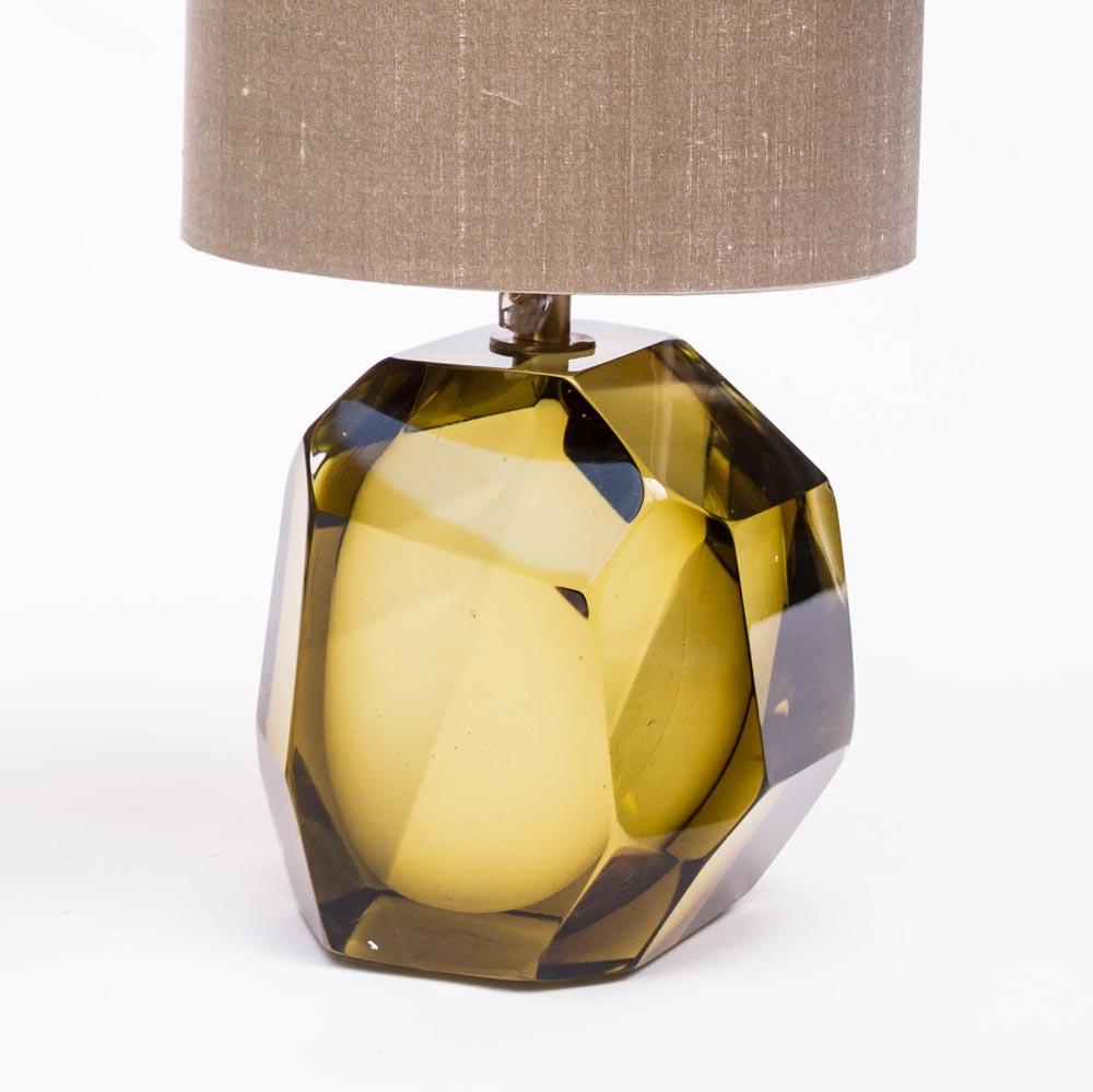 Modern Pair of Murano diamond cut faceted glass Table Lamps by Alberto Dona Italian