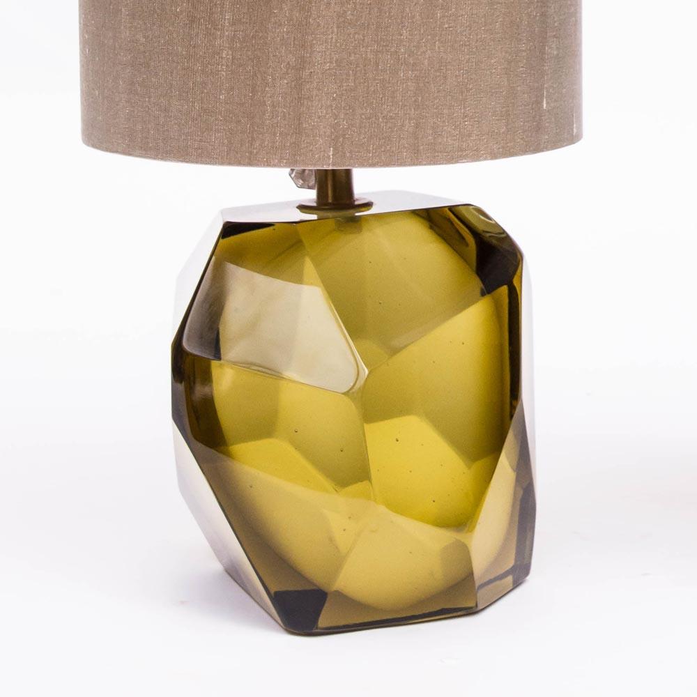 Pair of Murano diamond cut faceted glass Table Lamps by Alberto Dona Italian In Excellent Condition In London, GB