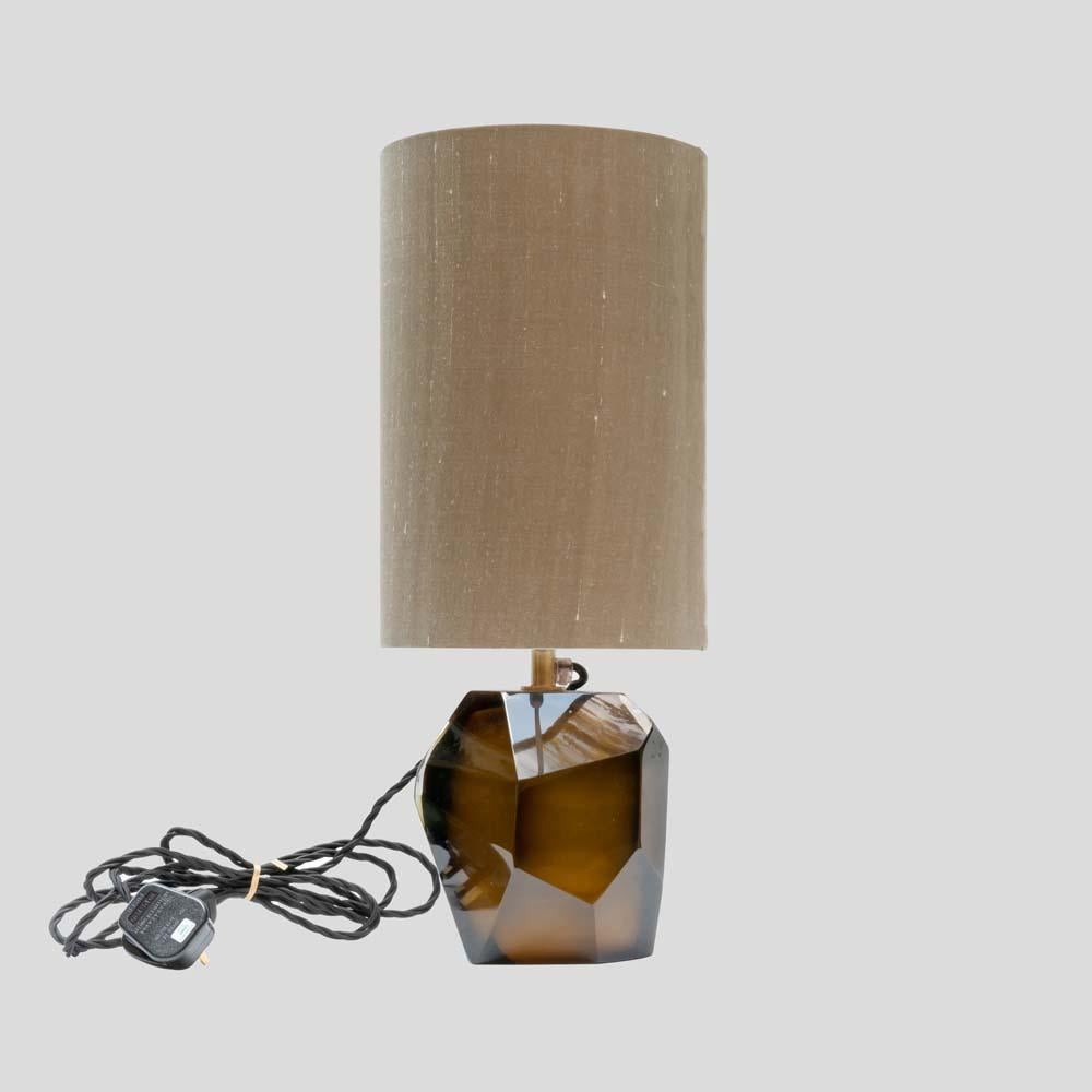 XX secolo Coppia di lampade da tavolo in vetro sfaccettato a taglio di diamante di Murano di Alberto Dona in vendita