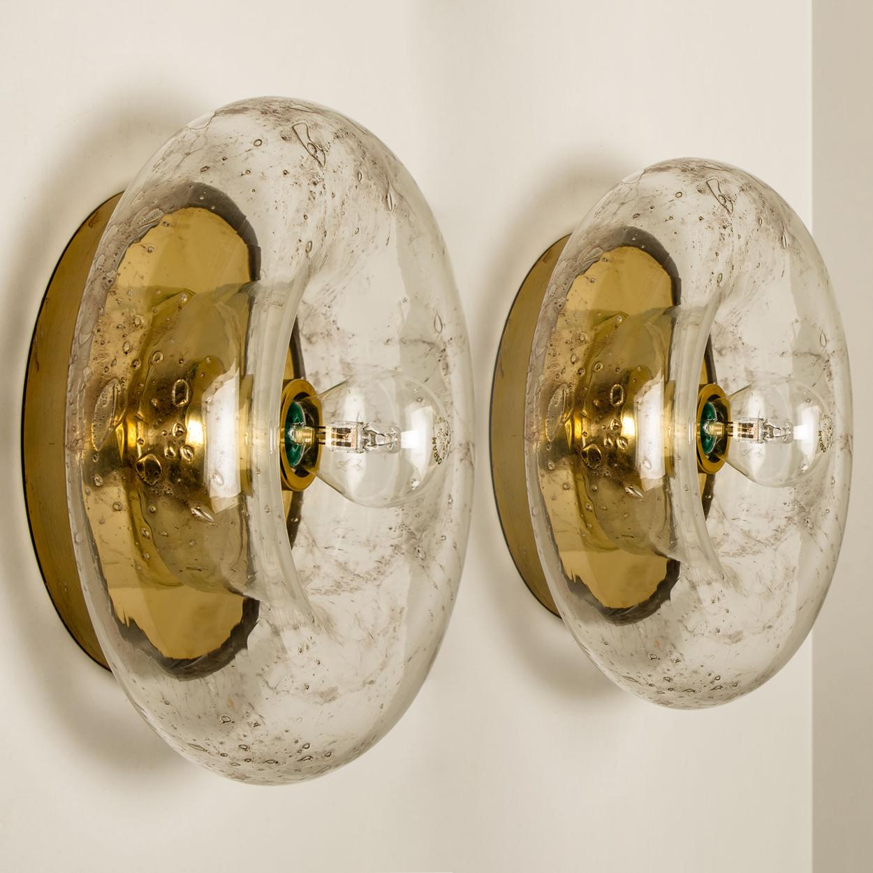 Pair of Murano Dunot Glass Flush Mounts/Wall Lights, 1970s 1