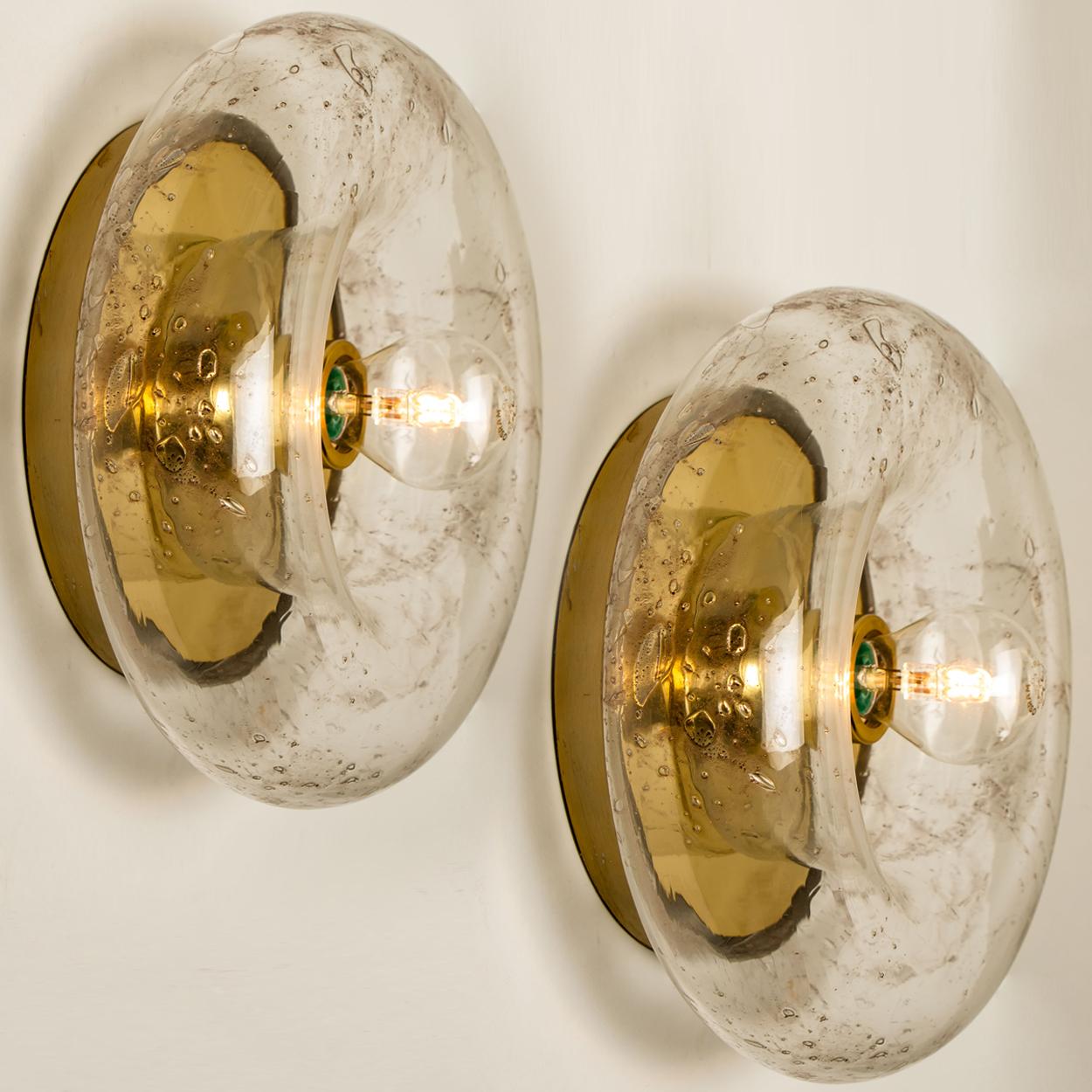 Pair of Murano Dunot Glass Flush Mounts/Wall Lights, 1970s 2