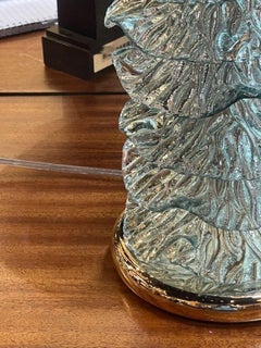 Pair of Murano Fontana Green Murano Glass Ruffle Lamps